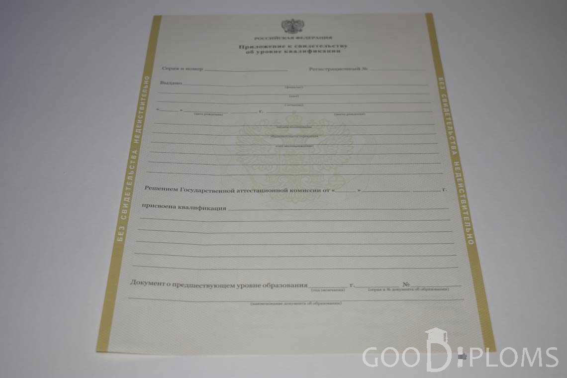 Приложение к Свидетельству об Уровне Квалификации период выдачи 2011-2020 -  Киев